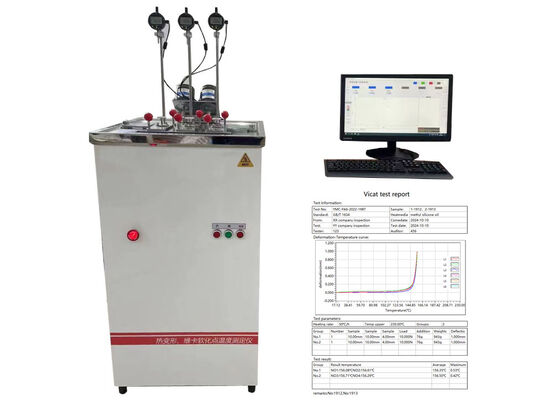 HDT VICAT-testmachine voor thermische vervorming en verwekingspuntmeting van kunststoffen, rubber en nylon materialen