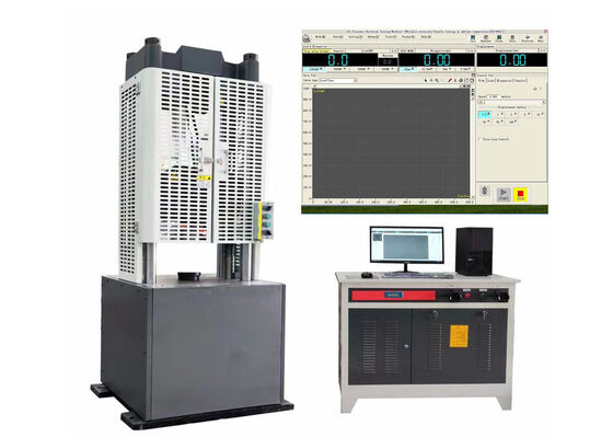 Servohydraulische testmachine uitgerust met speciale bek voor nauwkeurige meting van de mechanische eigenschappen van staalstrengen en wapening